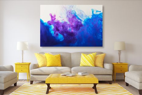 КАРТИНА НА ПЛАТНО – МАСТИЛО В СИНЬО-ЛИЛАВИ НЮАНСИ - АБСТРАКТНИ КАРТИНИ - КАРТИНИ