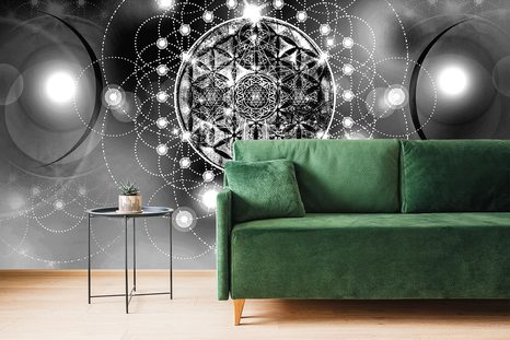 TAPETA OKOUZLUJÍCÍ ČERNOBÍLÁ MANDALA - ČERNOBÍLÉ TAPETY - TAPETY