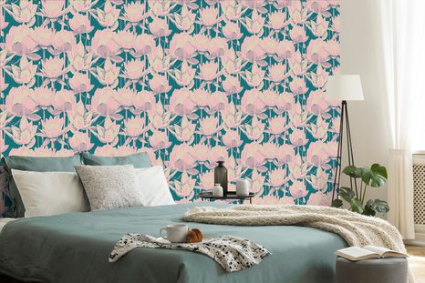 TAPETA ROMANTYCZNE LILIE WODNE - TAPETY KWIATY - TAPETY