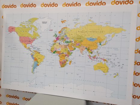 WANDBILD AUF KORK KLASSISCHE WELTKARTE MIT WEISSEM RAND - WANDBILDER AUF KORK - BILDER