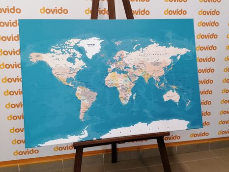 OBRAZ NA KORKU STYLOVÁ VINTAGE MAPA SVĚTA - OBRAZY NA KORKU - OBRAZY