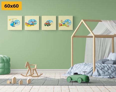 SET OBRAZŮ ROZTOMILÉ DOPRAVNÍ PROSTŘEDKY - SESTAVY OBRAZŮ - OBRAZY