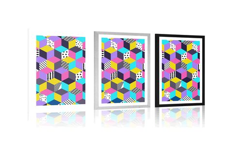 PLAGÁT S PASPARTOU FAREBNÝ VZOR - POP ART - PLAGÁTY