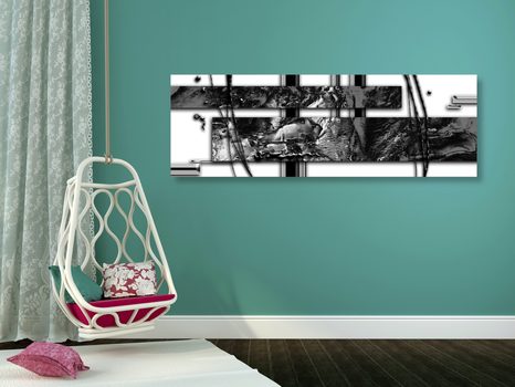 OBRAZ LUXUSNÍ ABSTRAKCE V ČERNOBÍLÉM PROVEDENÍ - ČERNOBÍLÉ OBRAZY - OBRAZY