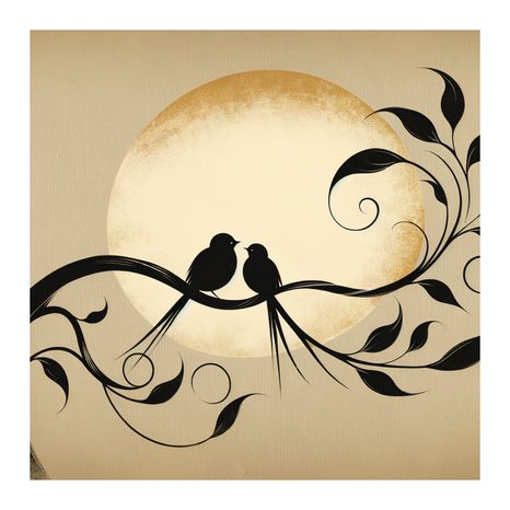 WANDBILD SILHOUETTEN IM MONDLICHT - BILDER VON VÖGELN - BILDER