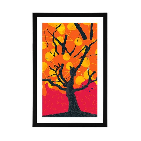 POSTER MIT PASSEPARTOUT BUNTER INTERESSANTER BAUM - MOTIVE AUS UNSERER WERKSTATT - POSTER