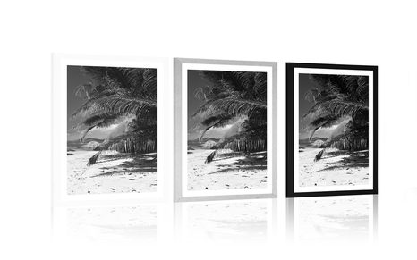 POSTER – BELLEZZE DELLA SPIAGGIA DI ANSE SOURCE IN BIANCO E NERO - NERO E BIANCO - POSTER