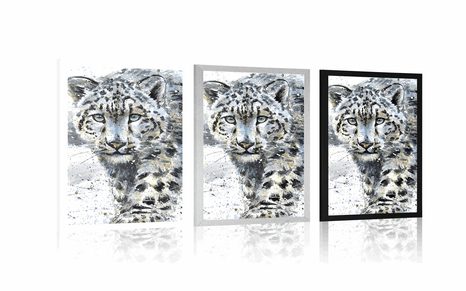 POSTER GEMALTER LEOPARD - TIERE - POSTER