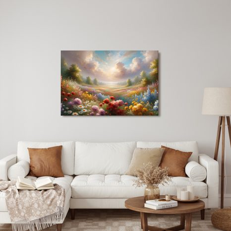 WANDBILD ROMANTISCHES BLUMENFELD - WANDBILDER FELDER UND WIESEN - BILDER