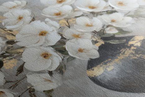 TABLOU RAMURI DE FLORI ÎNTR-O VAZĂ NEAGRĂ - TABLOURI VAZE - TABLOURI