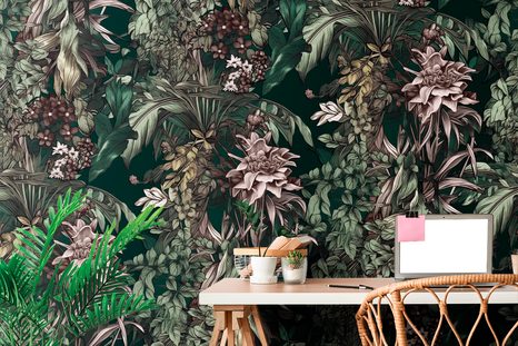 CARTA DA PARATI – CON MOTIVO FLOREALE ELEGANTE - CARTA DA PARATI CON FIORI - CARTA DA PARATI