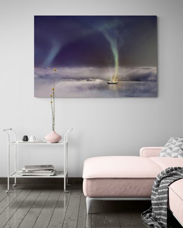 WANDBILD POLARLICHT ÜBER DEM SEE - BILDER SEEN - BILDER