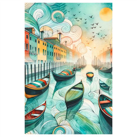 OBRAZ ROMANTICKÉ BENÁTKY PŘI ZÁPADU SLUNCE - OBRAZY MĚSTA - OBRAZY