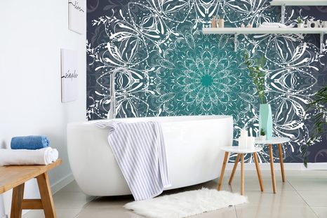 TAPETA ZELENO-BÍLÁ ROZETA - TAPETY FENG SHUI - TAPETY