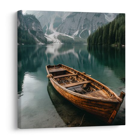 QUADRO SU TELA – BARCA DI LEGNO NELLA NATURA - QUADRI LAGHI - STAMPE E QUADRI