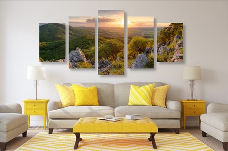 5-DÍLNÝ OBRAZ PŘÍRODA ZALITÁ SLUNCEM - OBRAZY PŘÍRODY A KRAJINY - OBRAZY