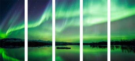 QUADRI 5 PEZZI – AURORA BOREALE - QUADRI DELLO SPAZIO E DELLE STELLE - STAMPE E QUADRI