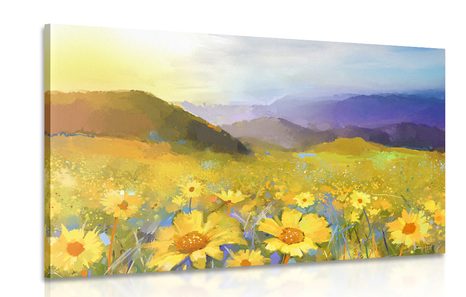 CANVAS PRINT FIELD FULL OF DAISIES - PICTURES OF NATURE AND LANDSCAPE - PICTURES