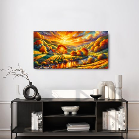 OBRAZ ZLATÉ PODZIMNÍ ÚDOLÍ - OBRAZY VÝCHOD A ZÁPAD SLUNCE - OBRAZY