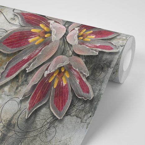 CARTA DA PARATI – FIORI CON PERLE - CARTA DA PARATI ASTRATTI - CARTA DA PARATI