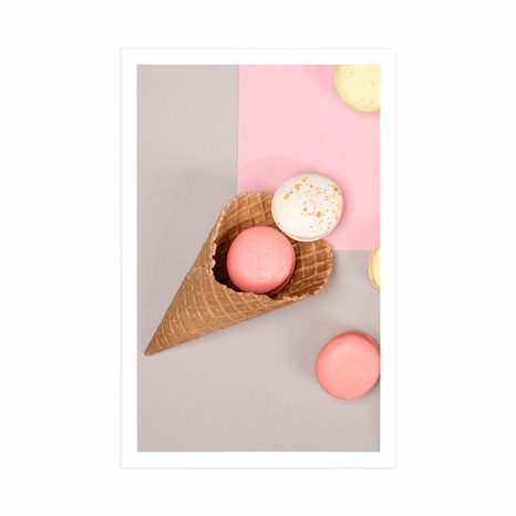 POSTER MAKRONEN IN EISWAFFEL - MIT KÜCHENMOTIV - POSTER