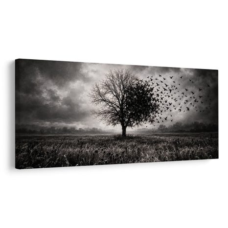 QUADRO SU TELA – ALBERO DELLA VITA IN PAESAGGIO OSCURO - QUADRI HALLOWEEN E HORROR - STAMPE E QUADRI