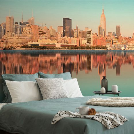 WALL MURAL REFLECTION OF CHARMING NEW YORK CITY - WALLPAPERS CITIES - WALLPAPERS