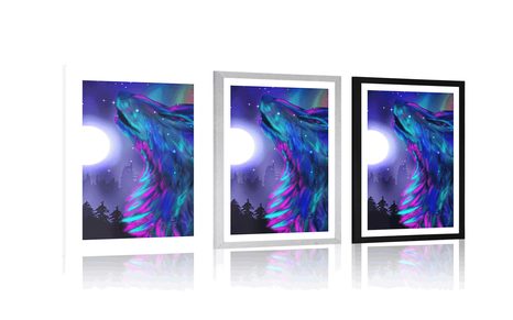 POSTER WITH MOUNT WOLF MOON - ANIMALS - POSTERS