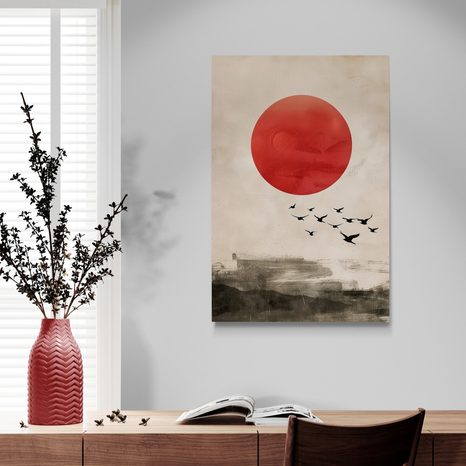 QUADRO SU TELA – JAPANDI MAGIA DELLA LUNA ROSSA - JAPANDI QUADRI - STAMPE E QUADRI