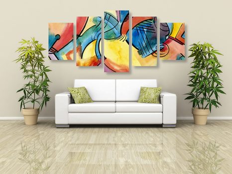 5-CZĘŚCIOWY OBRAZ SZTUKA ABSTRAKCYJNA - OBRAZY ABSTRAKCYJNE - OBRAZY