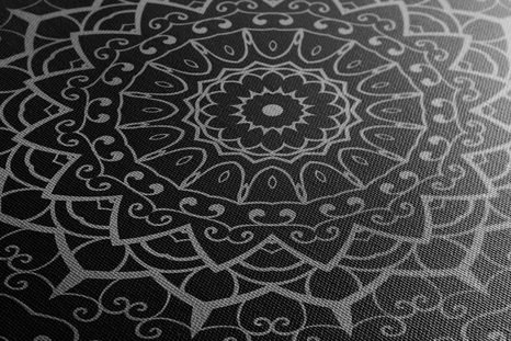 OBRAZ VINTAGE MANDALA W STYLU INDYJSKIM W WERSJI CZARNO-BIAŁEJ - OBRAZY CZARNO-BIAŁE - OBRAZY