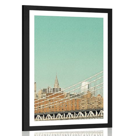 AFFICHE AVEC MONTURE DES GRATTE-CIEL À NEW YORK CITY - VILLES - AFFICHES