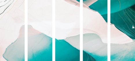 5-DÍLNÝ OBRAZ MODERNÍ MODRÁ ABSTRAKCE - ABSTRAKTNÍ OBRAZY - OBRAZY