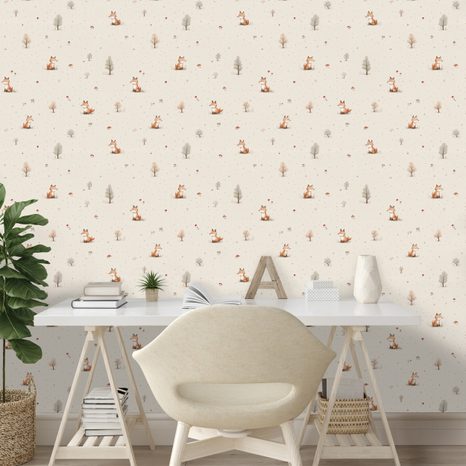TAPETA LESNÍ LIŠKY A STROMY - DĚTSKÉ TAPETY - TAPETY