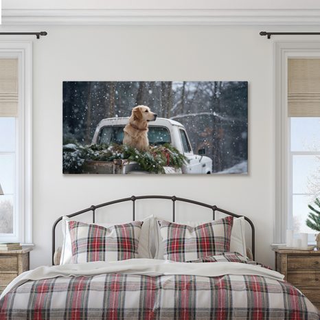 VÁNOČNÍ OBRAZ ADVENTNÍ PES V ZIMĚ - VÁNOČNÍ A ZIMNÍ OBRAZY - PICTURES