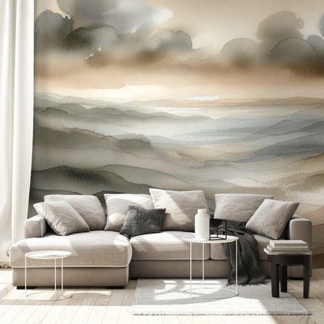 TAPETA AKVARELOVÁ KRAJINA V MLZE - ABSTRAKTNÍ TAPETY - TAPETY