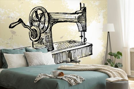 TAPETE RETRO-NÄHMASCHINE - VINTAGE- UND RETRO-TAPETEN - TAPETEN