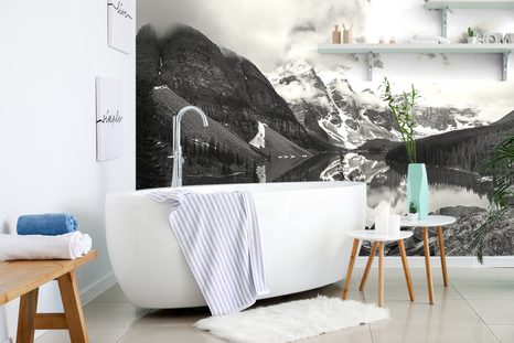 CARTA DA PARATI – SPLENDIDO PAESAGGIO MONTANO BIANCO E NERO - CARTA DA PARATI BIANCO E NERO - CARTA DA PARATI