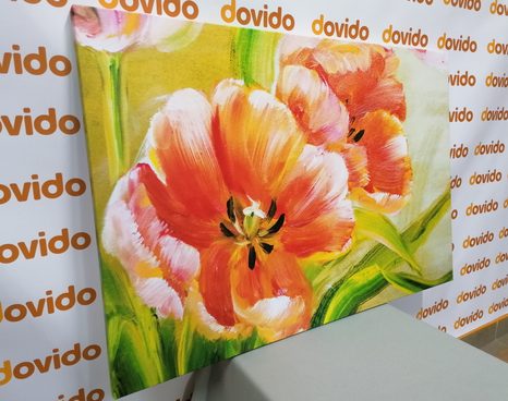 WANDBILD ROTE TULPEN IM INTERESSANTEN DESIGN - BILDER BLUMEN - BILDER