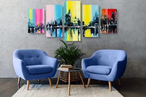 TABLOU 5-PIESE ORAȘ PICTURA ÎN ULEI - TABLOURI CU ORAȘE - TABLOURI