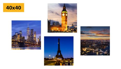 SET OBRAZOV NOČNÉ MESTÁ - ZOSTAVY OBRAZOV - OBRAZY