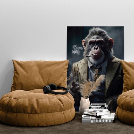 WANDBILD TIERISCHER GANGSTER SCHIMPANSE - BILDER - 🔥 TOTALAUSVERKAUF