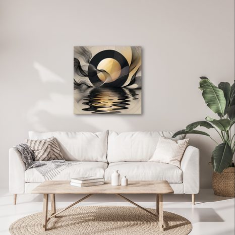 OBRAZ ZLATÝ MĚSÍC NAD HLADINOU - ABSTRAKTNÍ OBRAZY - OBRAZY