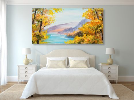 OBRAZ OLEJOMALBA HORSKÉHO JEZERA - OBRAZY PŘÍRODY A KRAJINY - OBRAZY