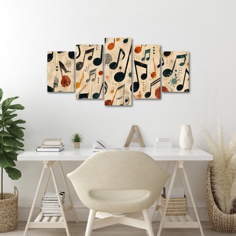 5-TEILIGES WANDBILD MUSIKALISCHE HARMONIE IM ABSTRAKTEN - MUSIKBILDER - BILDER