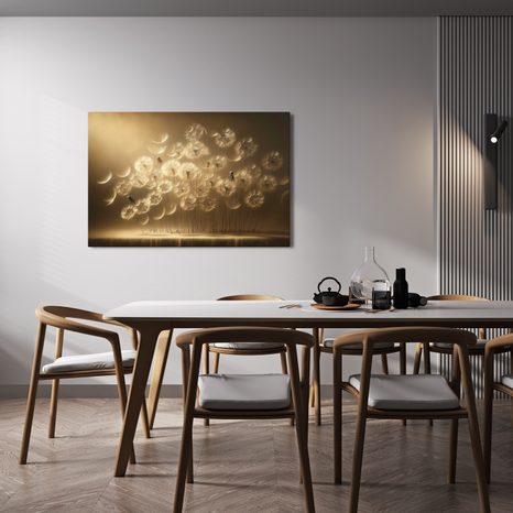 WANDBILD PUSTEBLUMEN IM GOLDENEN LICHT - BILDER LÖWENZAHN - BILDER