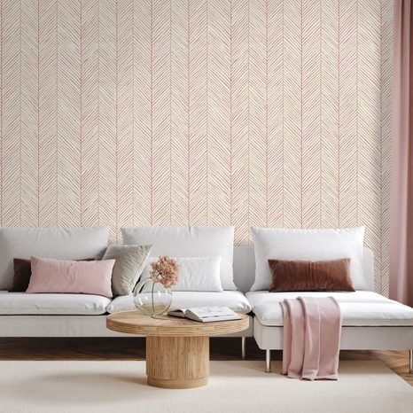 SAMOLEPÍCÍ FOTOTAPETA JEMNÝ RŮŽOVÝ CHEVRON VZOR - VZOROVANÉ TAPETY - TAPETY