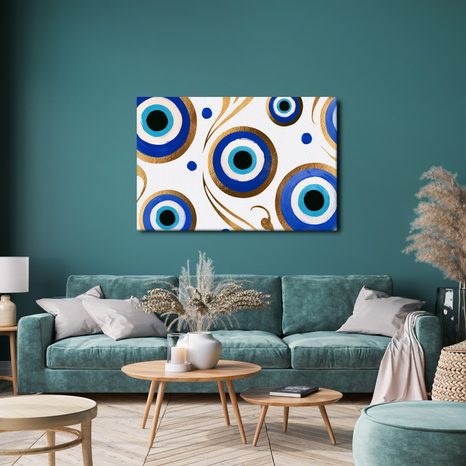 TABLEAU SUR TOILE – ŒIL BLEU AUX ORNEMENTS - TABLEAUX PAR THÈME - TABLEAUX