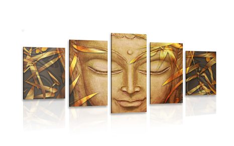 IMPRESSION SUR TOILE EN 5 PARTIES BOUDDHA SOURIANT - IMPRESSIONS SUR TOILE FENG SHUI - IMPRESSION SUR TOILE