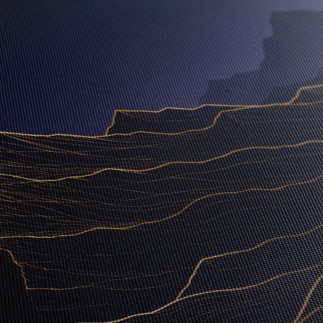 TABLEAU SUR TOILE – LIGNES DORÉES DE MONTAGNES LA NUIT - TABLEAUX DE MONTAGNE - TABLEAUX